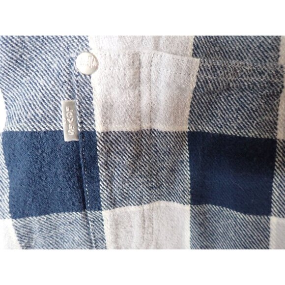 Levi's Silvertab Oversized Men's XXL Long Sleeve Flannel Shirt Blue Plaid - Picture 4 of 7